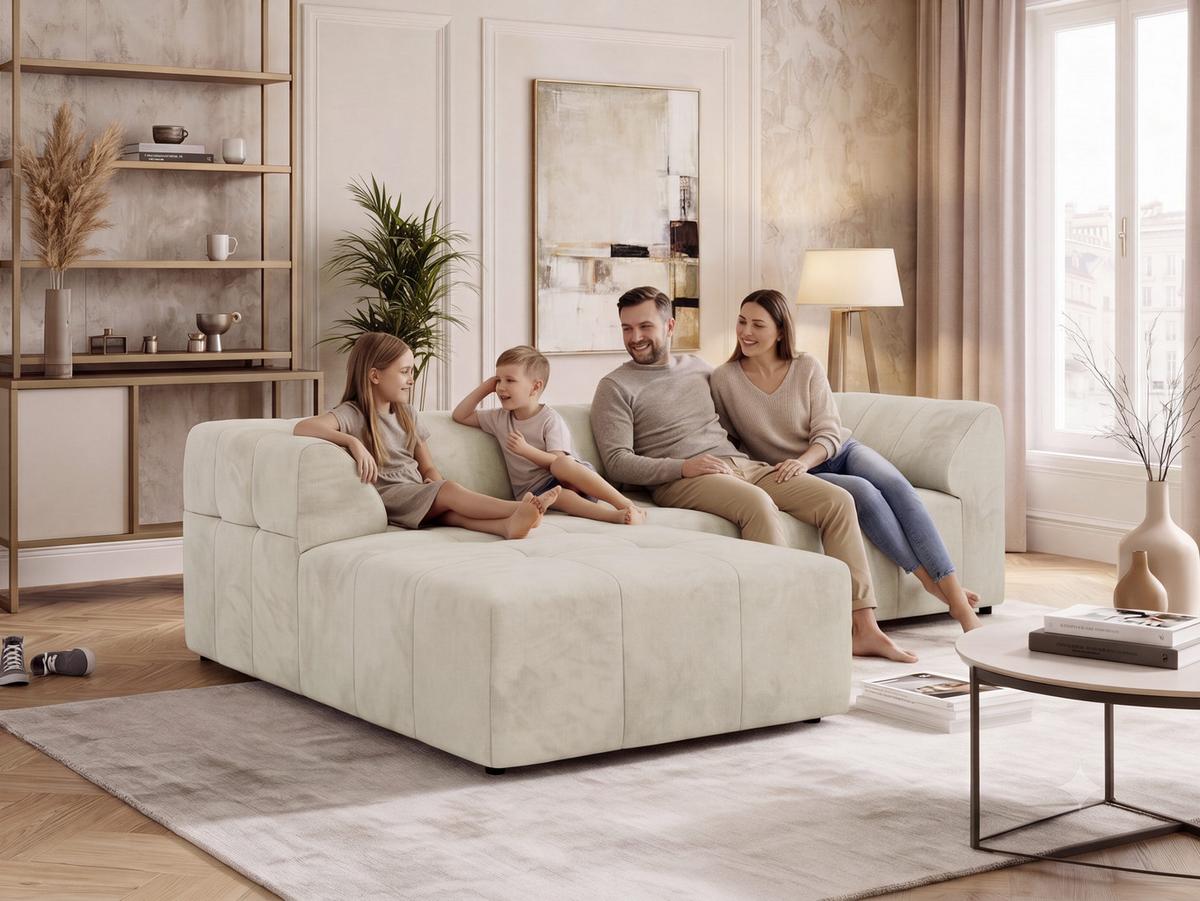 ECKSOFA VORITA L 3M - Beige Cord - Links Seite - Beige/Creme, Kunststoff/Textil (267/176cm) - MKS