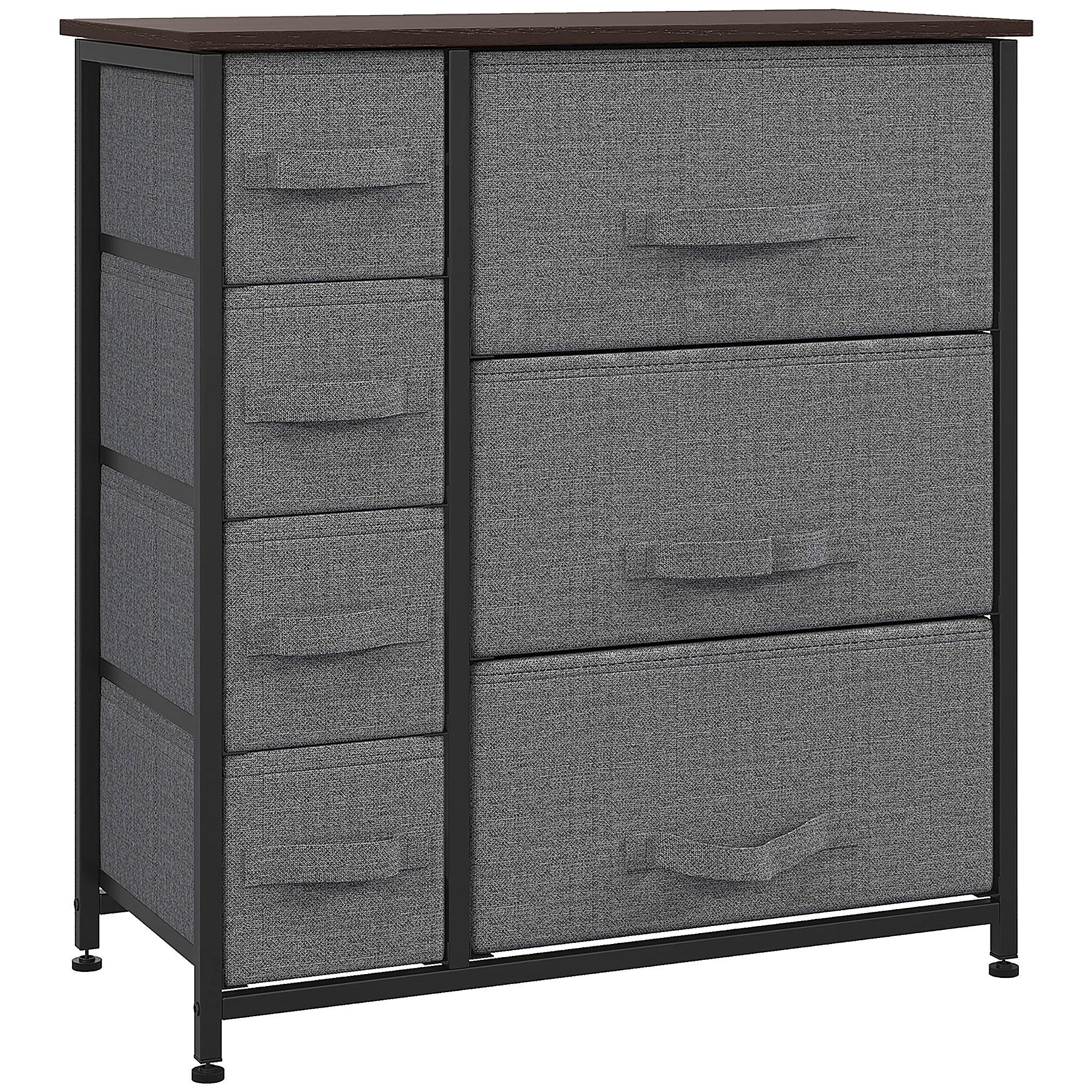SCHUBLADENSCHRANK 7 faltbare Stoffschublade Aufbewahrungsschrank Metallgestell - Dunkelgrau, Metall (30/71/63.5cm) - HOMCOM