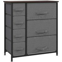 SCHUBLADENSCHRANK 7 faltbare Stoffschublade Aufbewahrungsschrank Metallgestell - Dunkelgrau, Metall (30/71/63.5cm) - HOMCOM