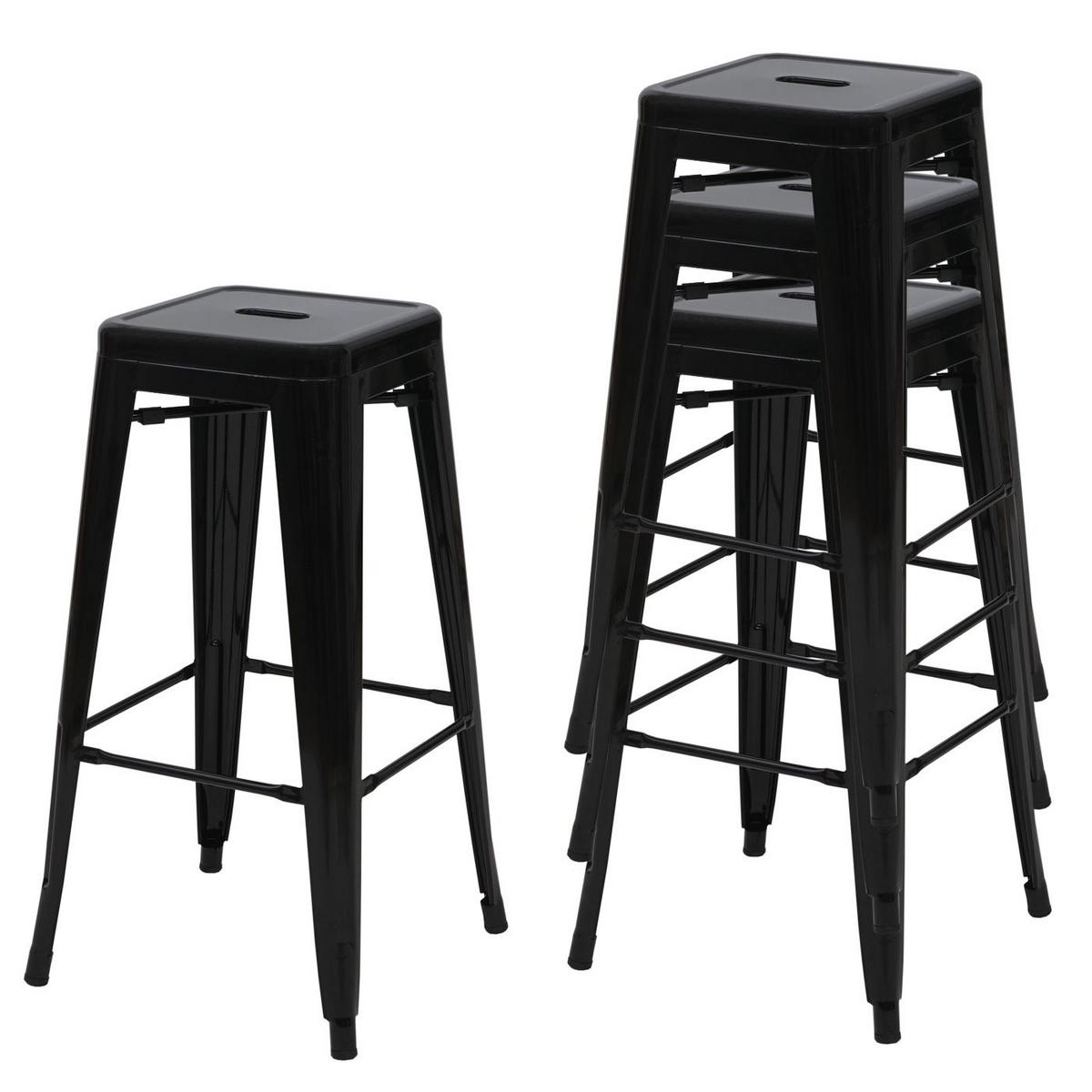 BARHOCKER METALL Schwarz 4er-Set - Schwarz, Metall (43/77/43cm) - MCW