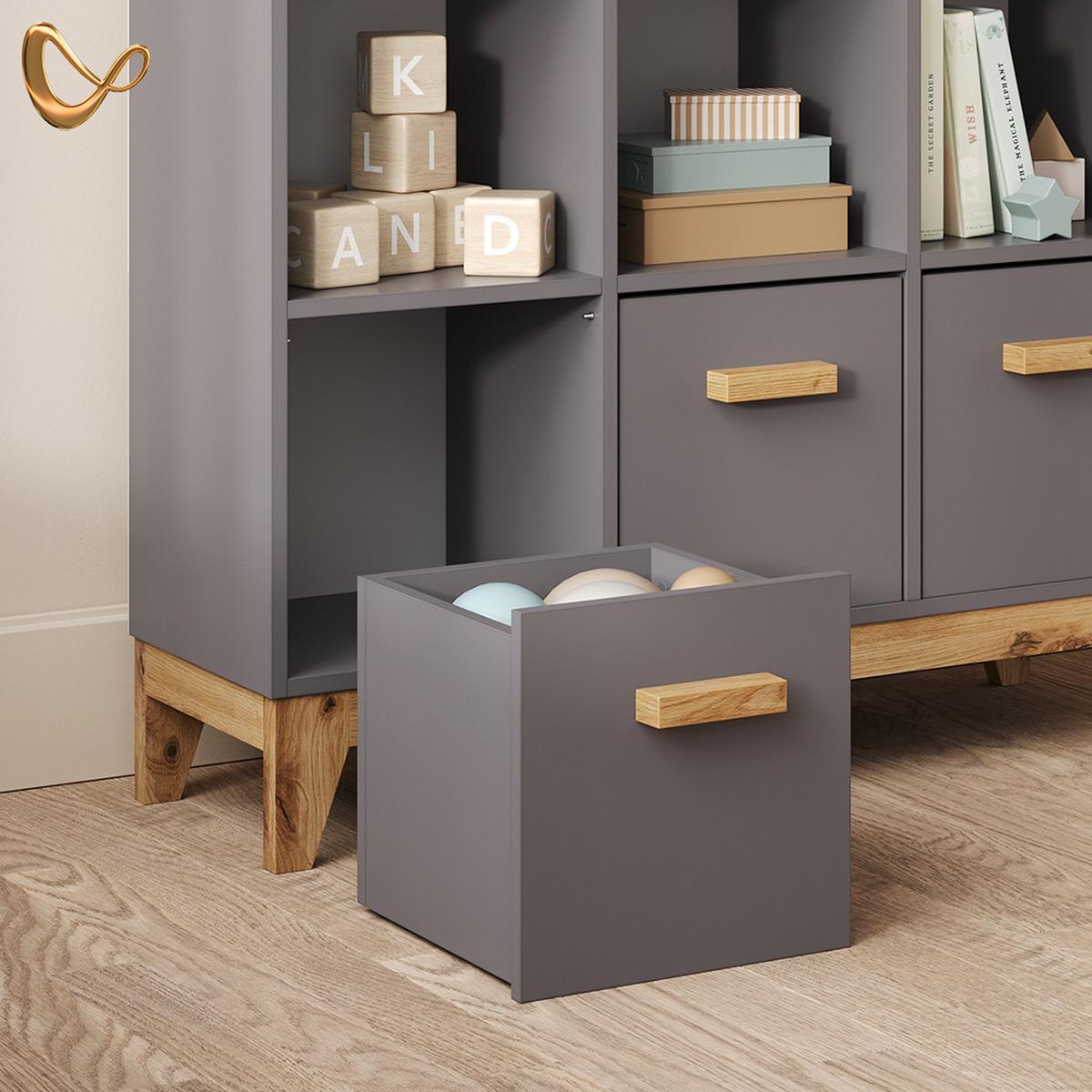 KINDERREGAL Mailo Grau/Artisan 98.4 x 113.4 cm - Eiche Artisan/Grau, Holzwerkstoff (98.4/113.4/32.6cm) - Livinity®