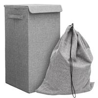 WÄSCHEKORB mit Wäschesack 30/30/60 cm Hellgrau - Grau, Kunststoff (30/60/30cm) - Dunedesign