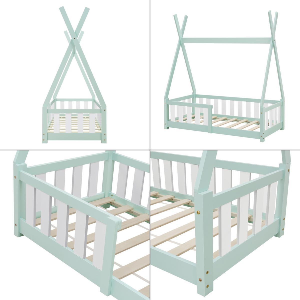 KINDERBETT Helsingborg - Mintgrün, Holz (70/140cm) - [en.casa]