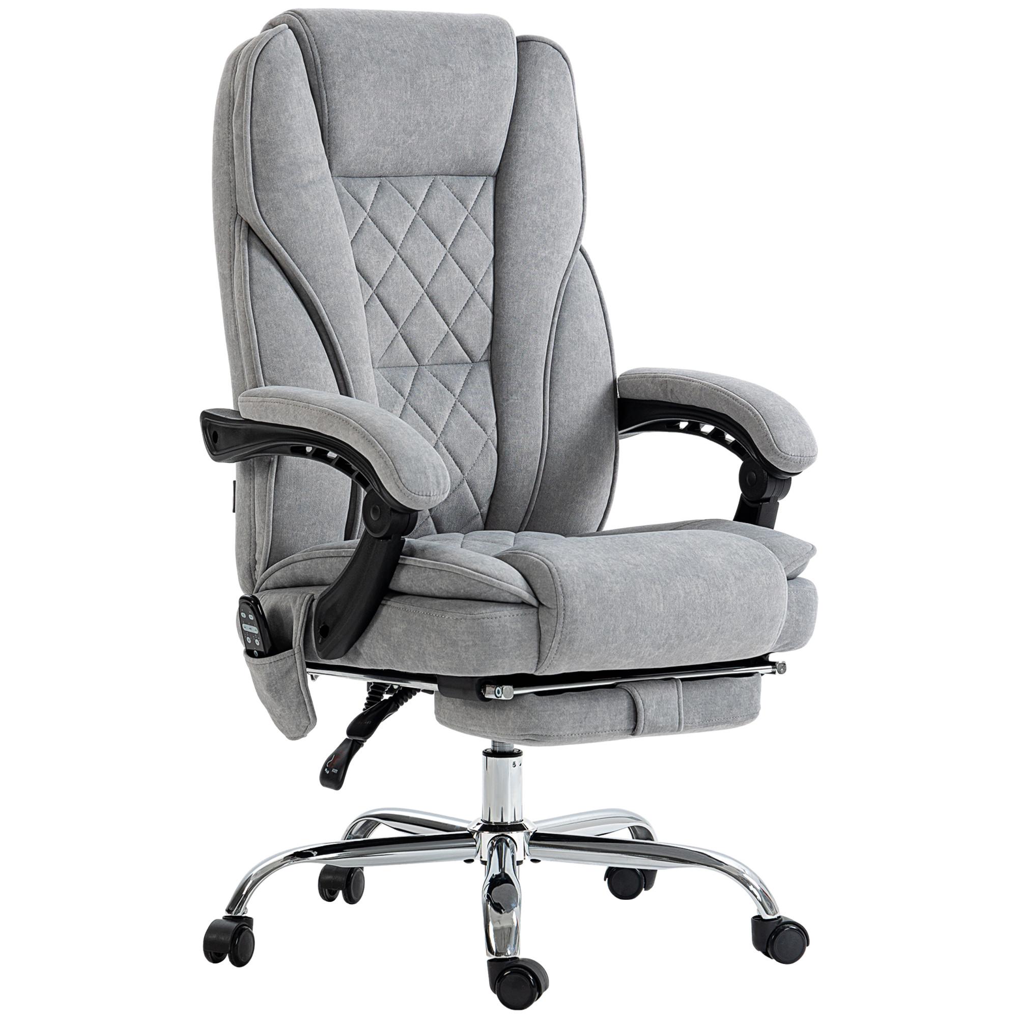 BÜROSTUHL mit Vibrtationsmassage, Ergonomischer Schreibtischstuhl mit Heizung - Grau, Metall (67/119/72cm) - Vinsetto