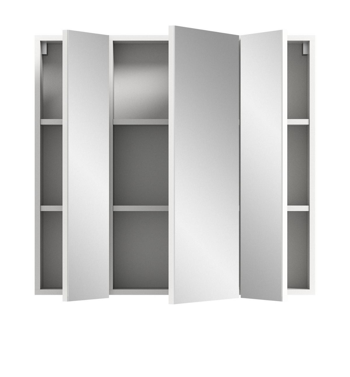 SPIEGELSCHRANK weiß 82 x 77 cm, Badschrank 3-türig mit Spiegel - Weiß, Glas/Holzwerkstoff (82/77/18cm) - Inn.Furn