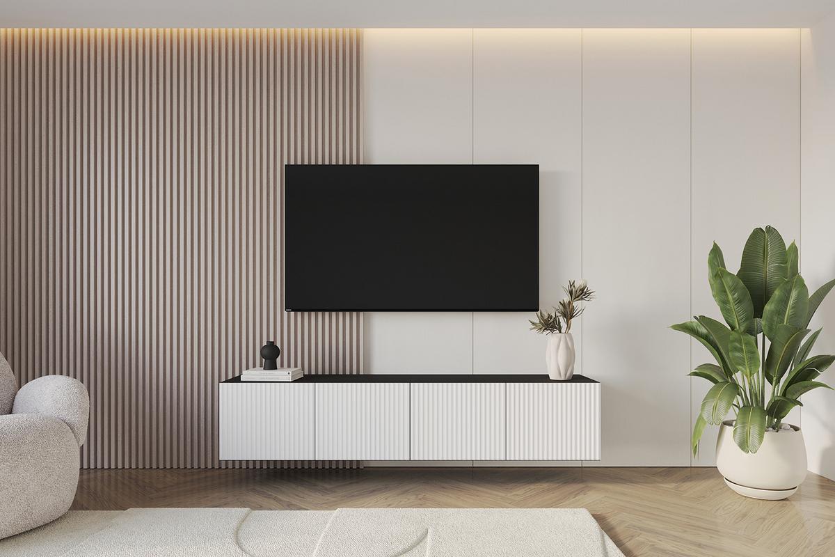 LOWBOARD NOA-2-W 2x100x40x40 cm - Schwarz / Weiß - Weiß, Holzwerkstoff (200/40/40cm) - ALTDECOR