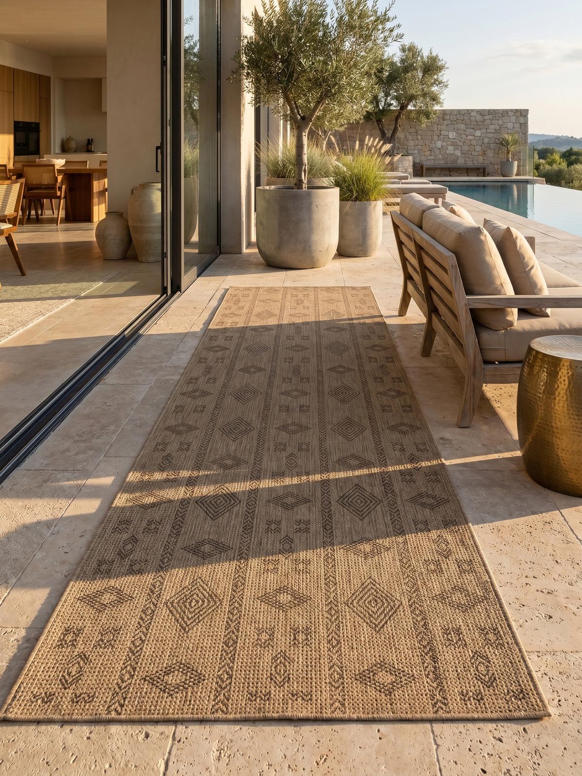 TEPPICH Outdoor KASBERG in Schwarz, im Vintage-Stil, 80 x 150 cm - Beige, Textil (80/150cm) - KADIMA DESIGN