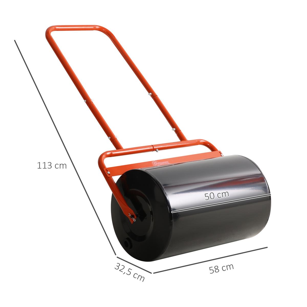 RASENWALZE 50cm Breite - Rot, Metall (32.5/113/58cm) - Outsunny