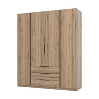 KLEIDERSCHRANK Nehir Eiche Evoke 200 cm - 4T3S Modern mit Schubladen - Eichefarben, Holzwerkstoff/Kunststoff (200/239/61.9cm) - AX Living