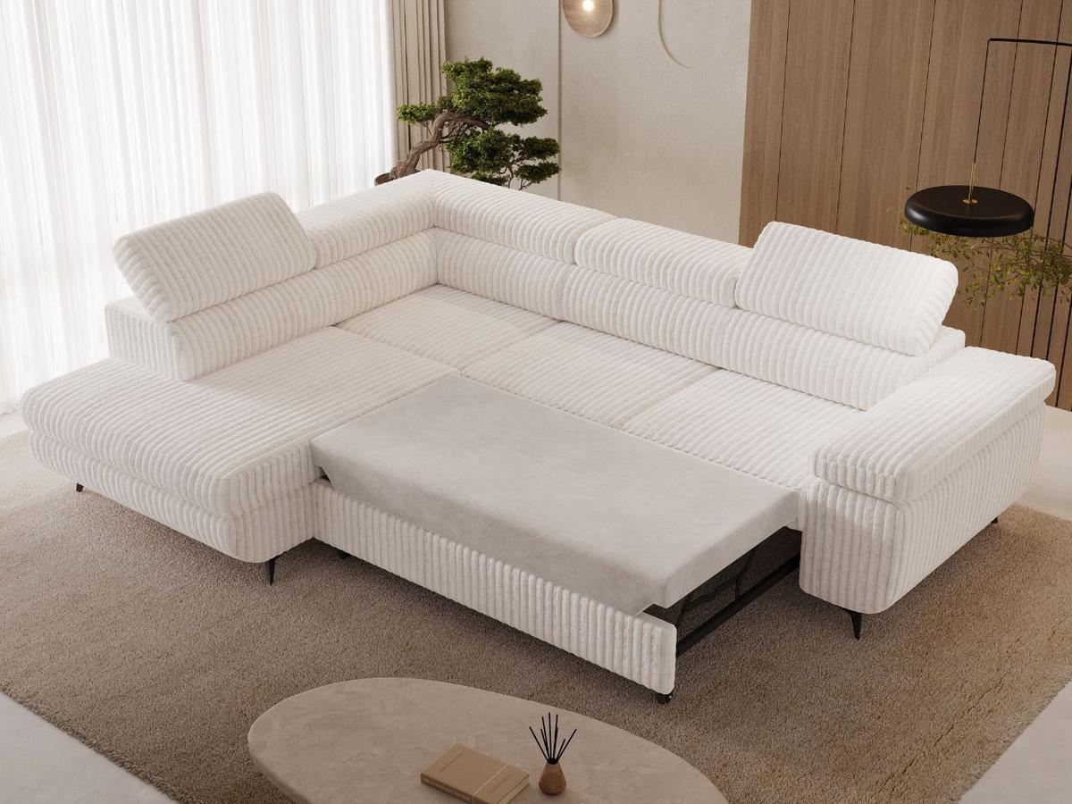 ECKSOFA Argon Creme Links - Creme/Schwarz, Holz/Textil (255/190cm) - Graingold