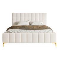 POLSTERBETT Szejlo Creme Chenille 140 cm - Goldfarben/Creme, Textil/Metall (140/200cm) - Selsey