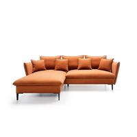 ECKSOFA SOLE Orange Plüsch-Stoff mit Schlaffunktion - Orange, Holz (258/167cm) - MASSENO