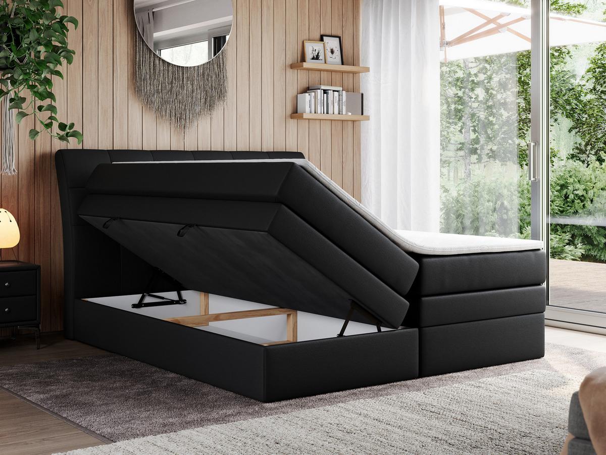 BOXSPRINGBETT GOLD-10 KING 160/200 Schwarz Kunstleder - H4 - Schwarz, Holz/Textil (160/200cm) - MKS
