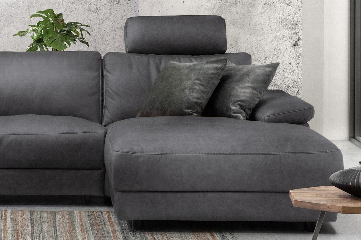ECKSOFA XL MOTORISCHER RELAXFUNKTION LOLA Grau Webstoff Relaxfunktion - Schwarz/Grau, Textil (304/178cm) - KAWOLA