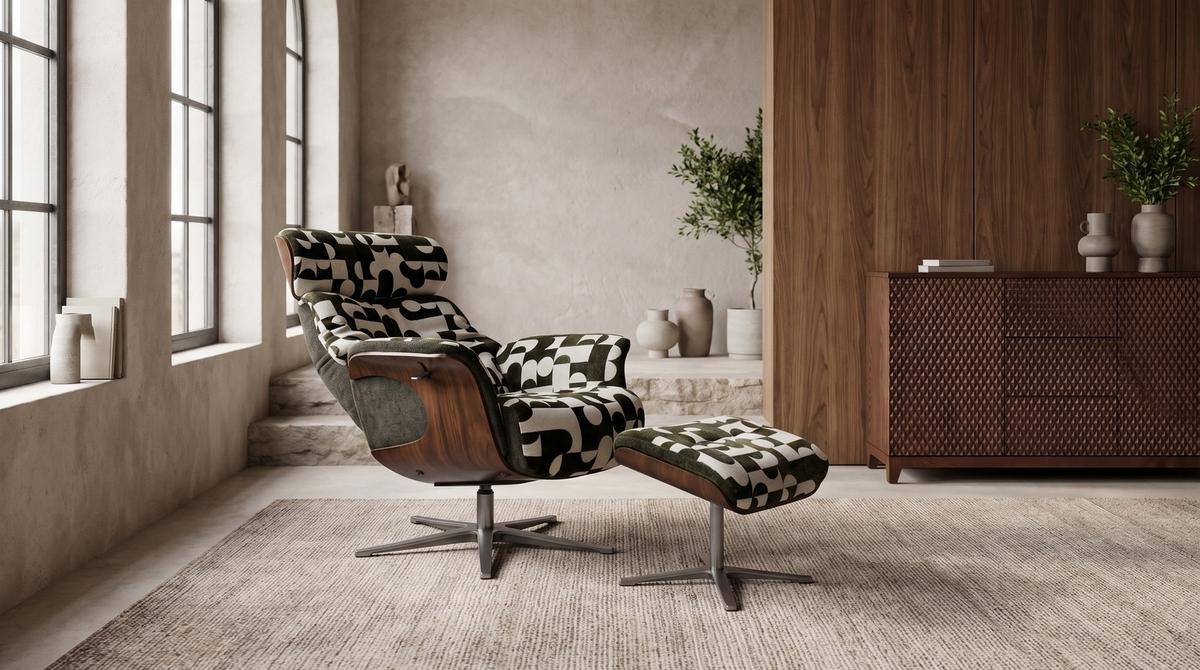 RELAXSESSEL TOSAR Grün Webstoff Relaxfunktion - Silberfarben/Grün, Textil/Metall (83/110/89cm) - KAWOLA