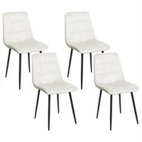 ESSZIMMERSTUHL 4er-Set Samtstoff Cremeweiß Powell - Schwarz/Weiß, Textil (45/88/62cm) - Beliani