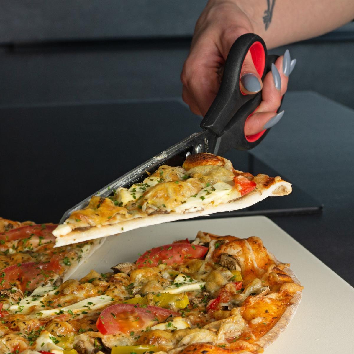 PIZZASCHERE mit Edelstahlklinge und Heber - Schwarz, Metall (8/8/27.5cm) - Intirilife