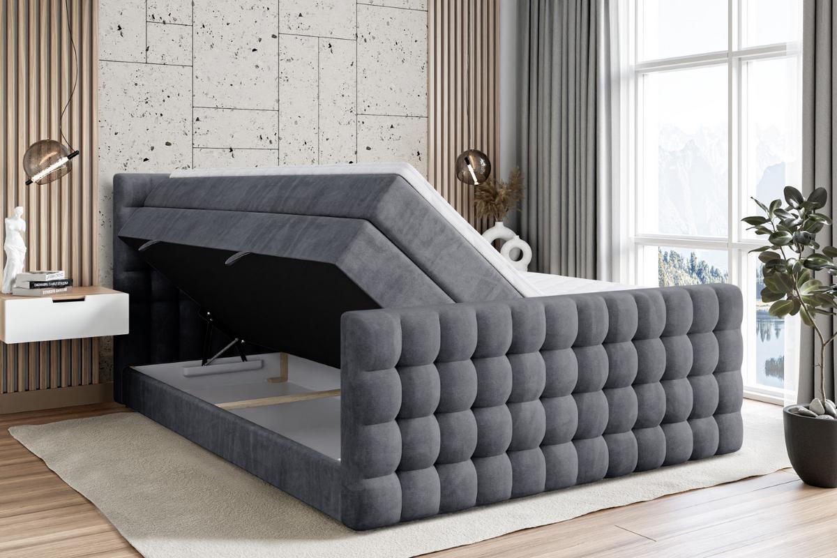 BOXSPRINGBETT VIONE-Z KING - 180 x 200 - H3/H4 - Dunkelgrau - Dunkelgrau, Holzwerkstoff (180/200cm) - ALTDECOR