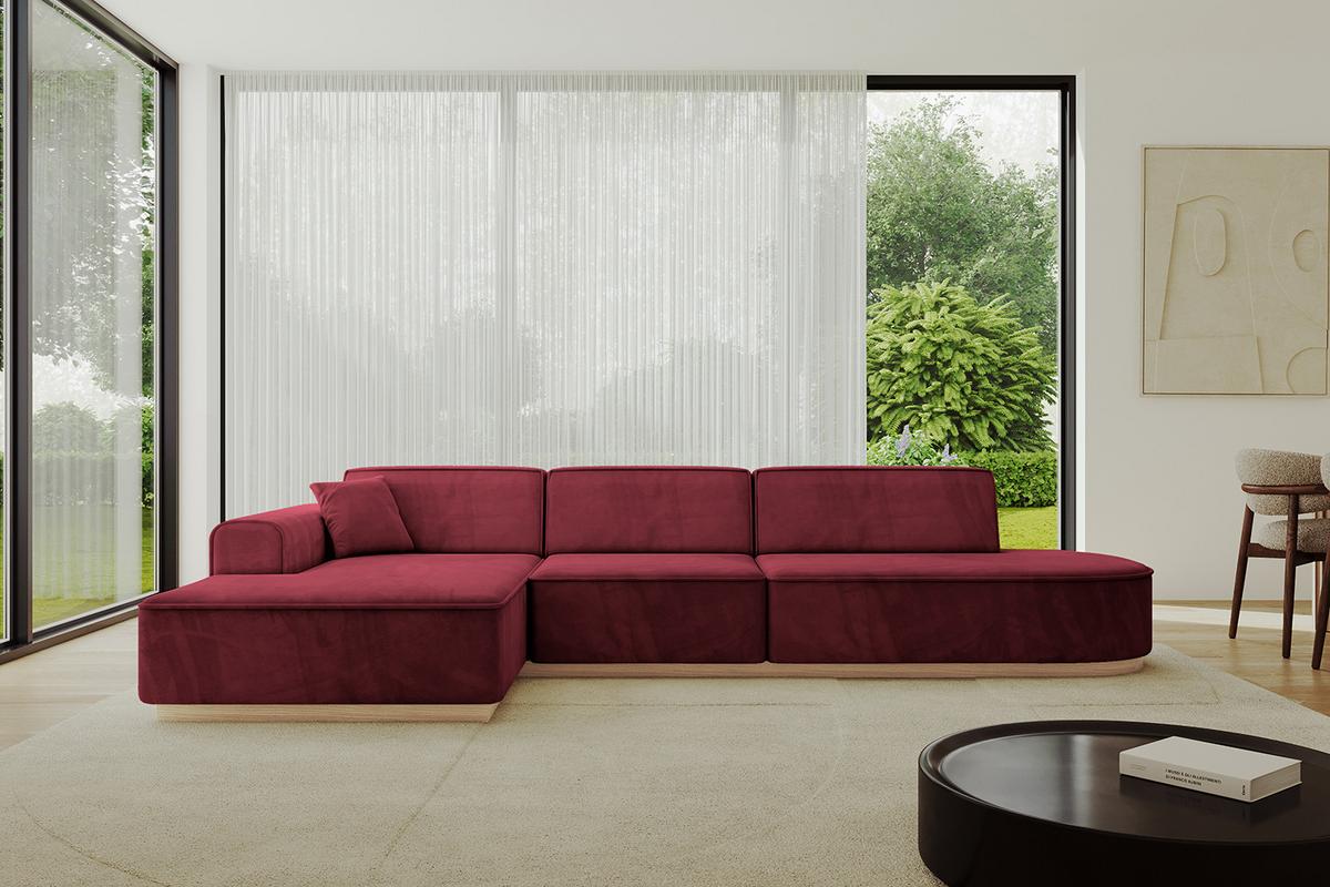 ECKSOFA Ottomane Links IREA-L2 - 327x165x80 cm Bordeauxrot - Bordeaux, Holzwerkstoff/Textil (327/165cm) - ALTDECOR