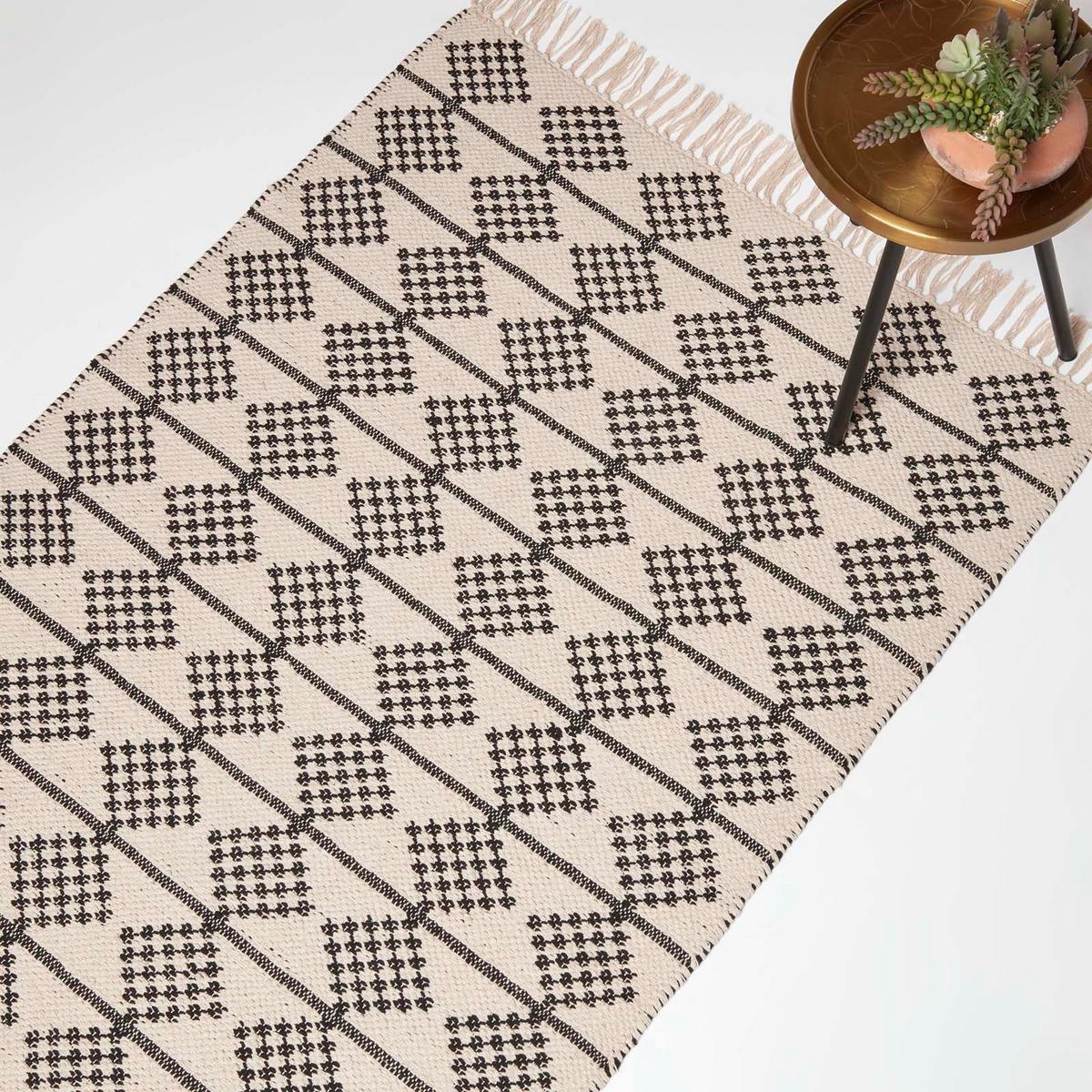 HANDWEBTEPPICH Adana geometrisch gemustert 90/150 cm - Schwarz, Textil (90/150cm) - Homescapes