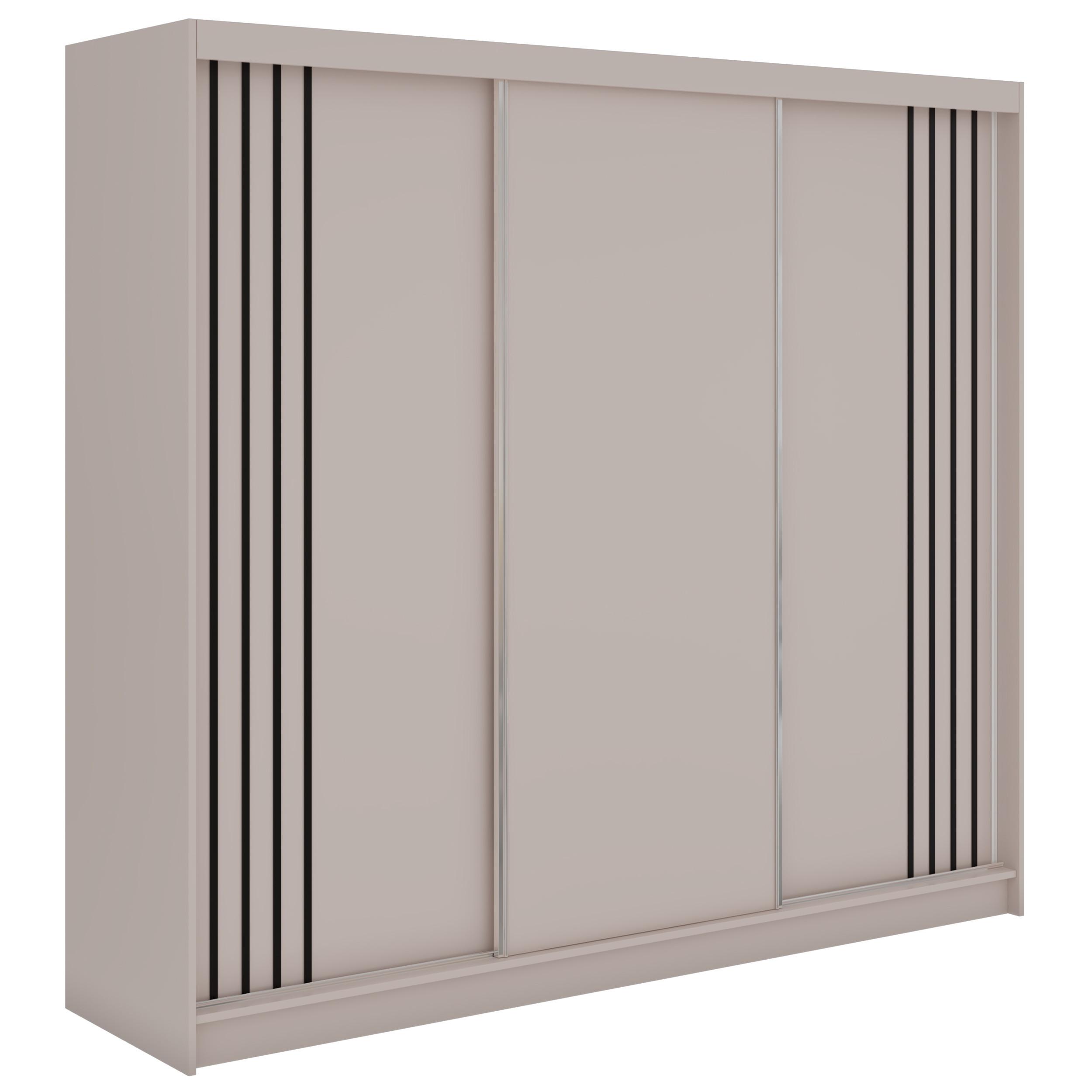 SCHWEBETÜRENSCHRANK mit Lamellen und Schubladen NAURU - 240 - Kaschmir und Schwarz - Kaschmir/Schwarz, Holzwerkstoff/Metall (240/216/61cm) - MKS