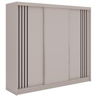 SCHWEBETÜRENSCHRANK mit Lamellen NAURU - 240 - Kaschmir und Schwarz - Kaschmir/Schwarz, Holzwerkstoff/Metall (240/216/61cm) - MKS