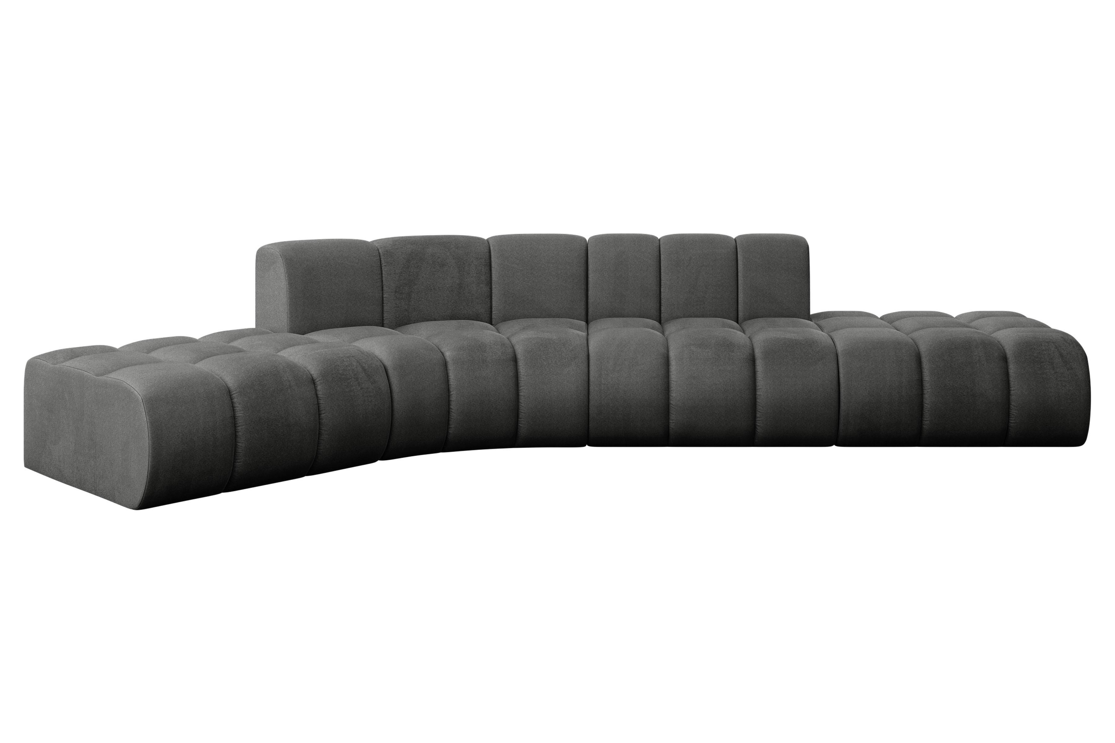 ECKSOFA modulares Sofa Solven-L1 - 380x174x70 cm Dunkelgrau - Dunkelgrau, Holzwerkstoff/Textil (380/174cm) - ALTDECOR