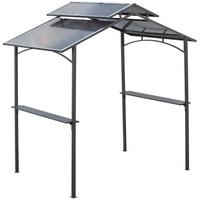 GRILLPAVILLON mit Flammschutzdach 2,5 x 1,5m BBQ-Pavillon mit 2 Ablagen Stahl PC - Schwarz, Metall (150/250/240cm) - Outsunny