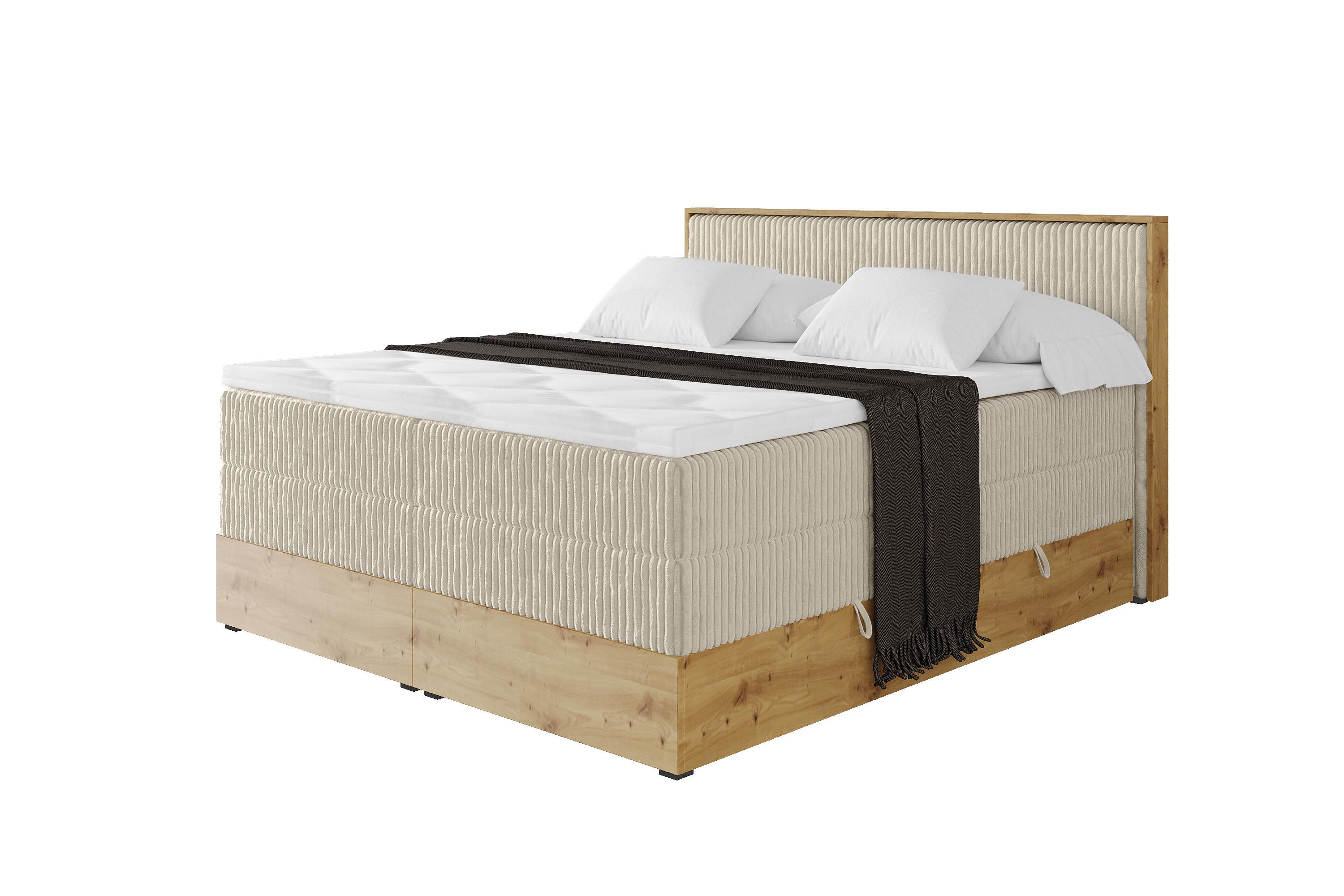 BOXSPRINGBETT LOLLI9 -KING 120x200 - H3/H4 Creme - Beige, Holzwerkstoff (120/200cm) - ALTDECOR