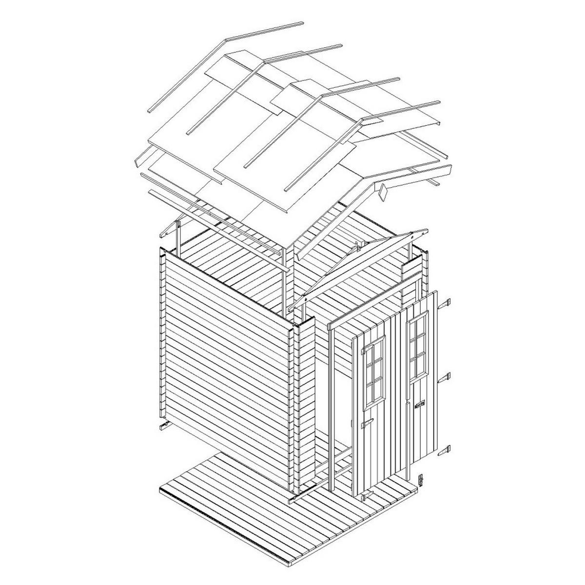 GARTENHAUS HOLZ mit imprägniertem BodenB216xL206xH216 cm/ 3.53 m2 - M343C+M343G - Beige, Holz (216/224/200cm) - Timbela