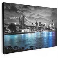 LEINWANDBILD New York - Skyline - Stadt - Blau Gemälde 60x40 cm - Blaugrau, Textil (60/40cm) - MuchoWow