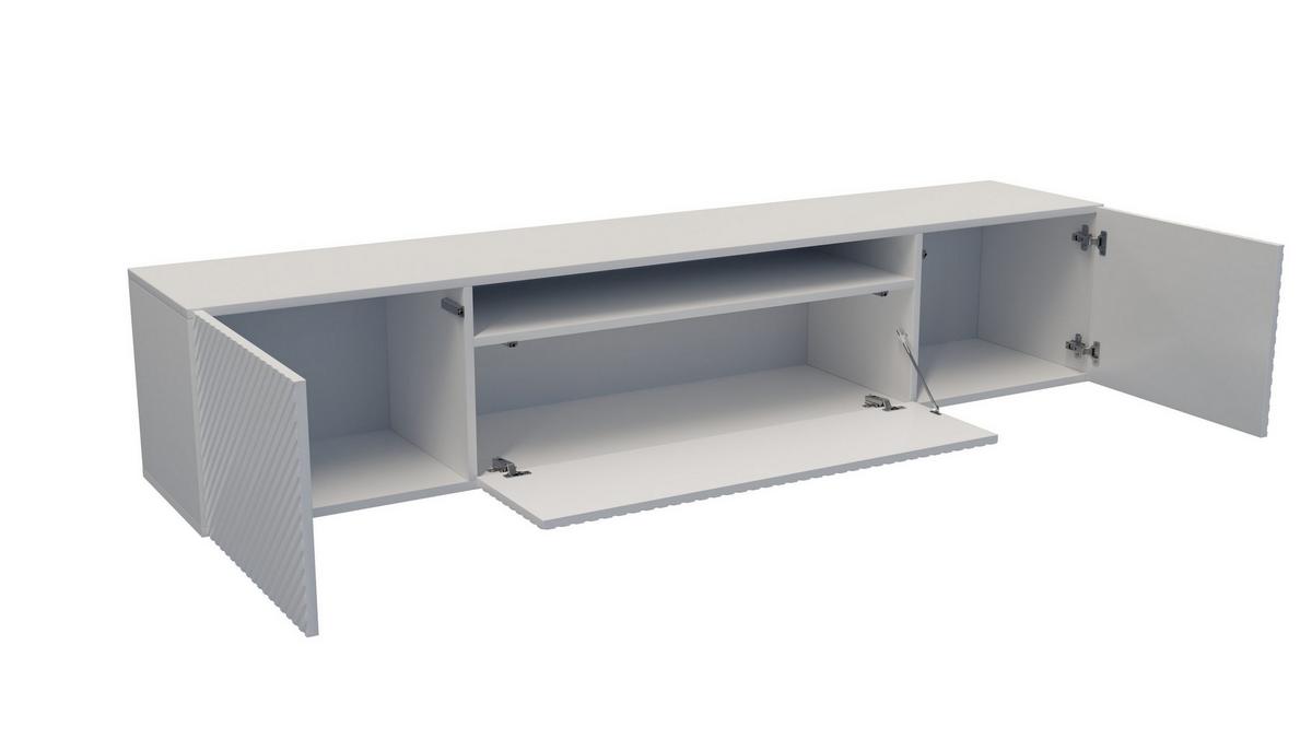 LOWBOARD CAVA 200/41/40 cm, Hängender TV-Schrank Weiß - Weiß, Holzwerkstoff (200/41/40cm) - MASSENO