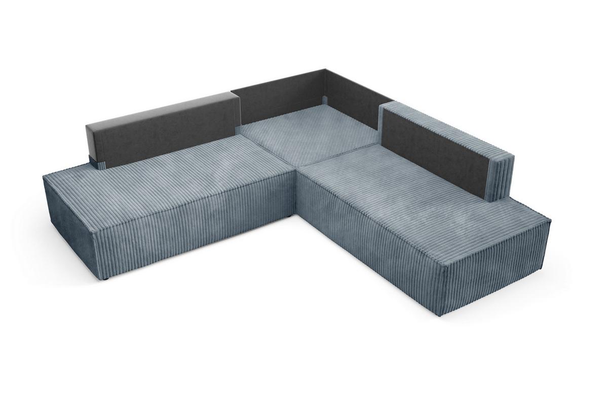 ECKSOFA TESSO II L-S Grau Kordstoff mit Schlaffunktion - Grau, Holz (254/254cm) - MASSENO