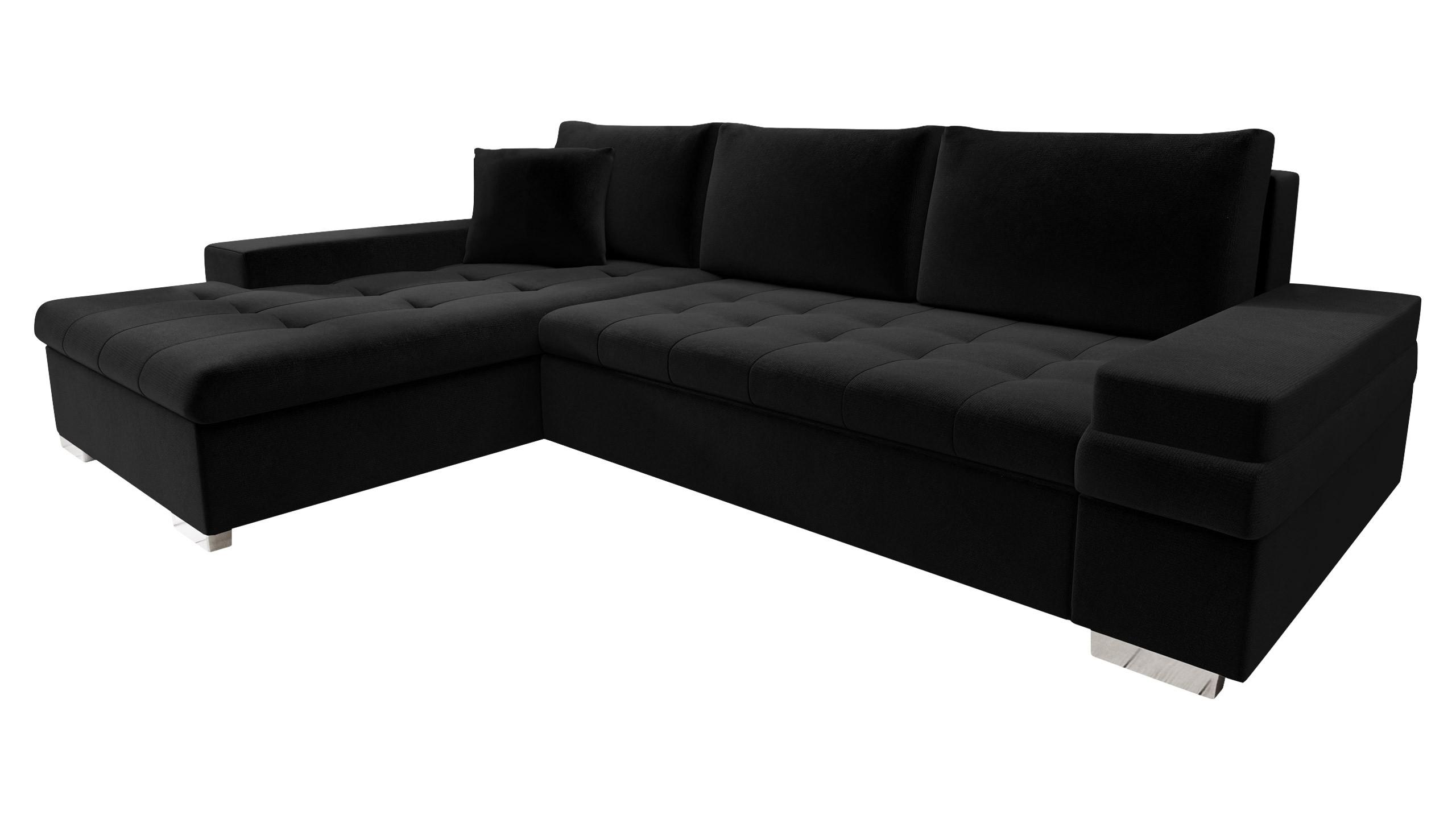 ECKSOFA Bangkok Mini - Silberfarben/Schwarz, Holz/Textil (274/182cm) - MIRJAN24