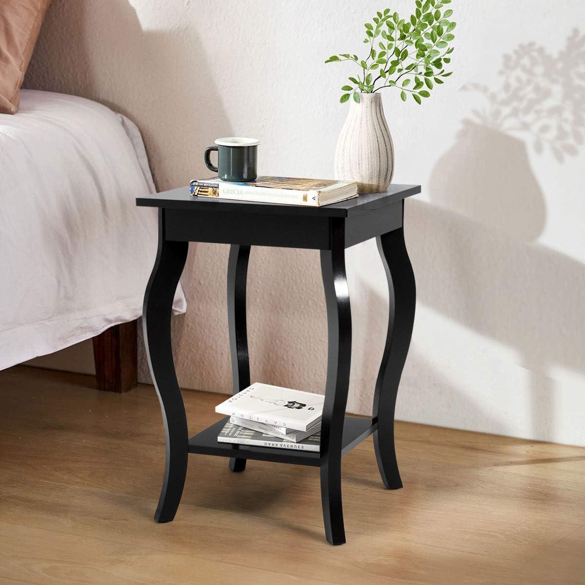 NACHTTISCH 60cm Schwarz(2er-Set) - Schwarz, Holz (40/40/60cm) - COSTWAY