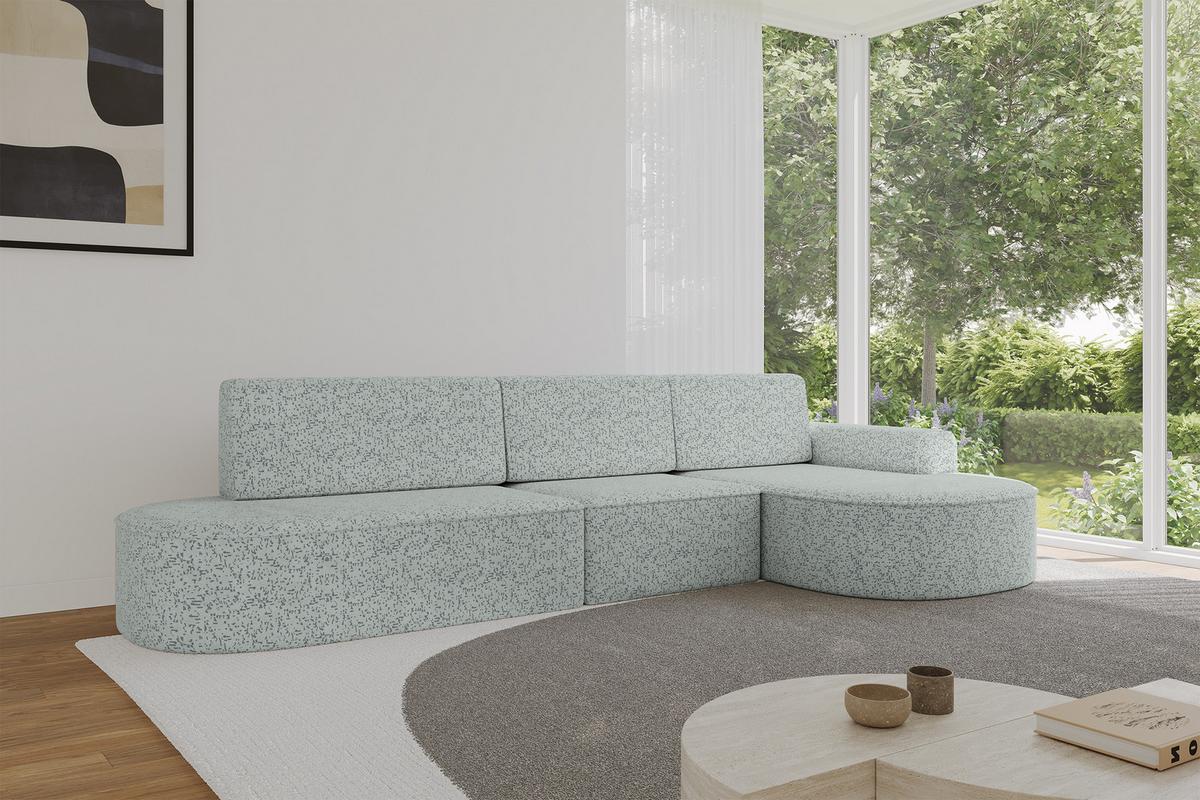 ECKSOFA mit Schlaffunktion Ottomane RECHTS MARI L2-S 368X167X85 Grün Velours - Smaragdgrün/Schwarz, Holzwerkstoff/Kunststoff (167/368cm) - ALTDECOR