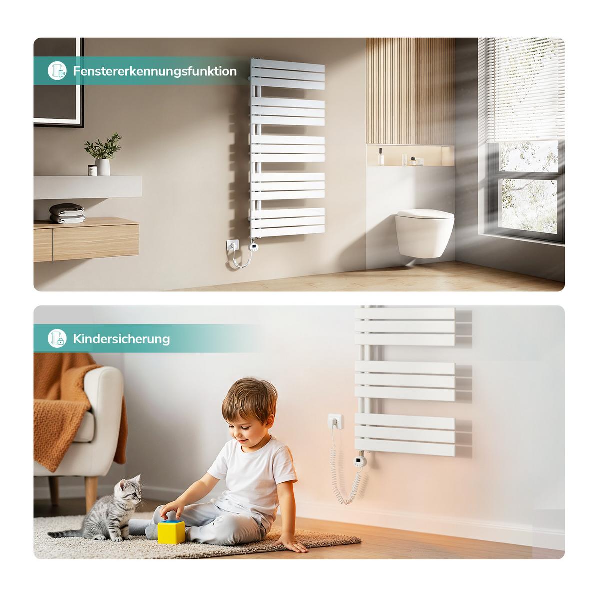HEIZKÖRPER Elektrisch mit Thermostat Weiß 75/60 cm - Weiß, Metall (60/76.2/5.9cm) - EMKE