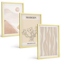 BILDER SET 3er Set - 40x60 cm Goldrahmen - Abstrakte Formen und Farben - Goldfarben, Kunststoff (40/60cm) - TULUP
