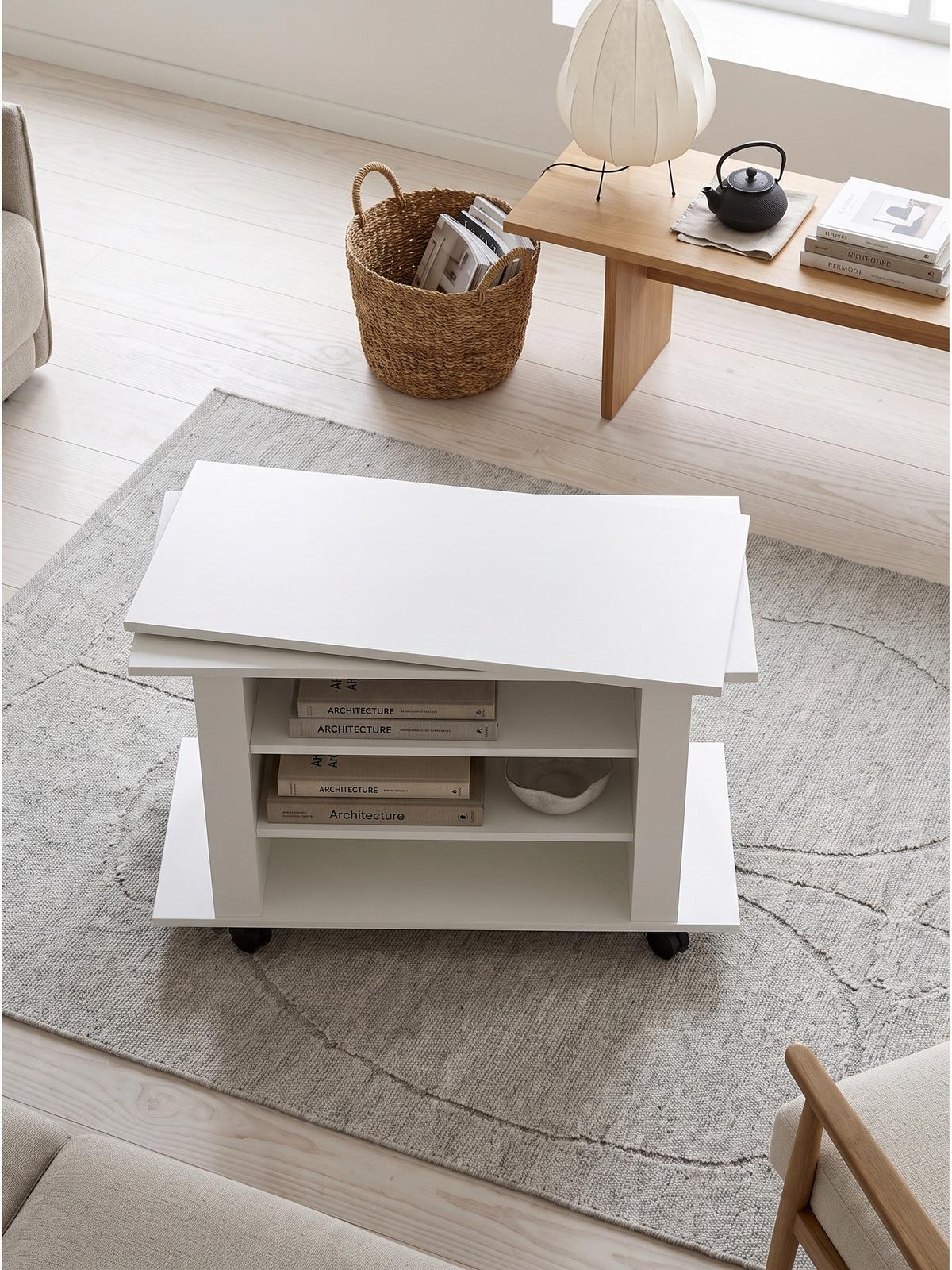 FERNSEHTISCH SEGRE, Spanplatte, mit Ablagen, Weiß, 78 x 38 x 51 cm - Weiß, Holzwerkstoff (78/51/38cm) - KADIMA DESIGN