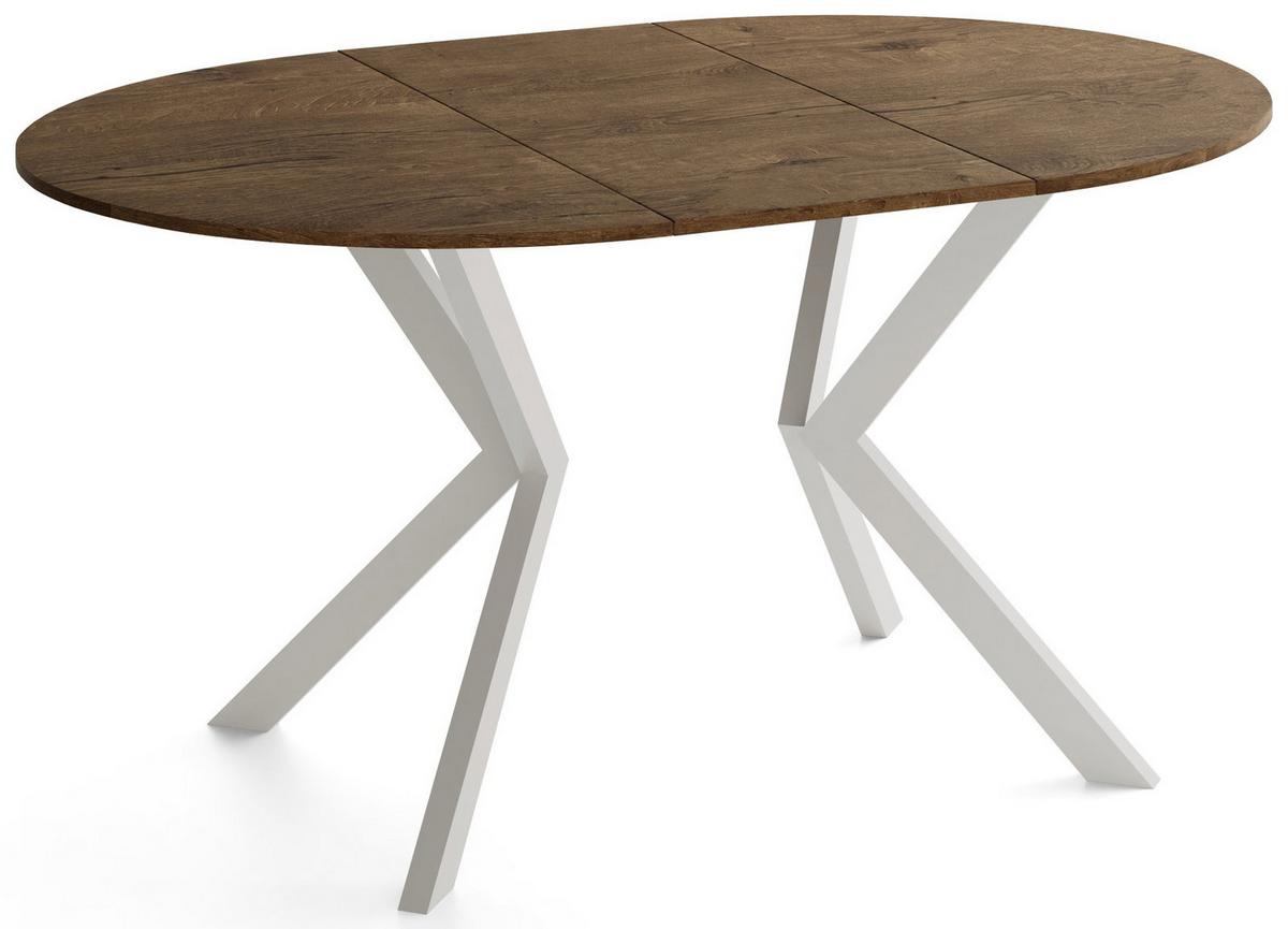 ESSTISCH Valio rund oval ausziehbar verlängerbar mit Metallbeinen in Kaschmir Grau, Eiche Braun Rustikal 100-140/100/76 cm - Kaschmir/Alteiche, Holzwerkstoff/Metall (100/140/76cm) - WFL GROUP