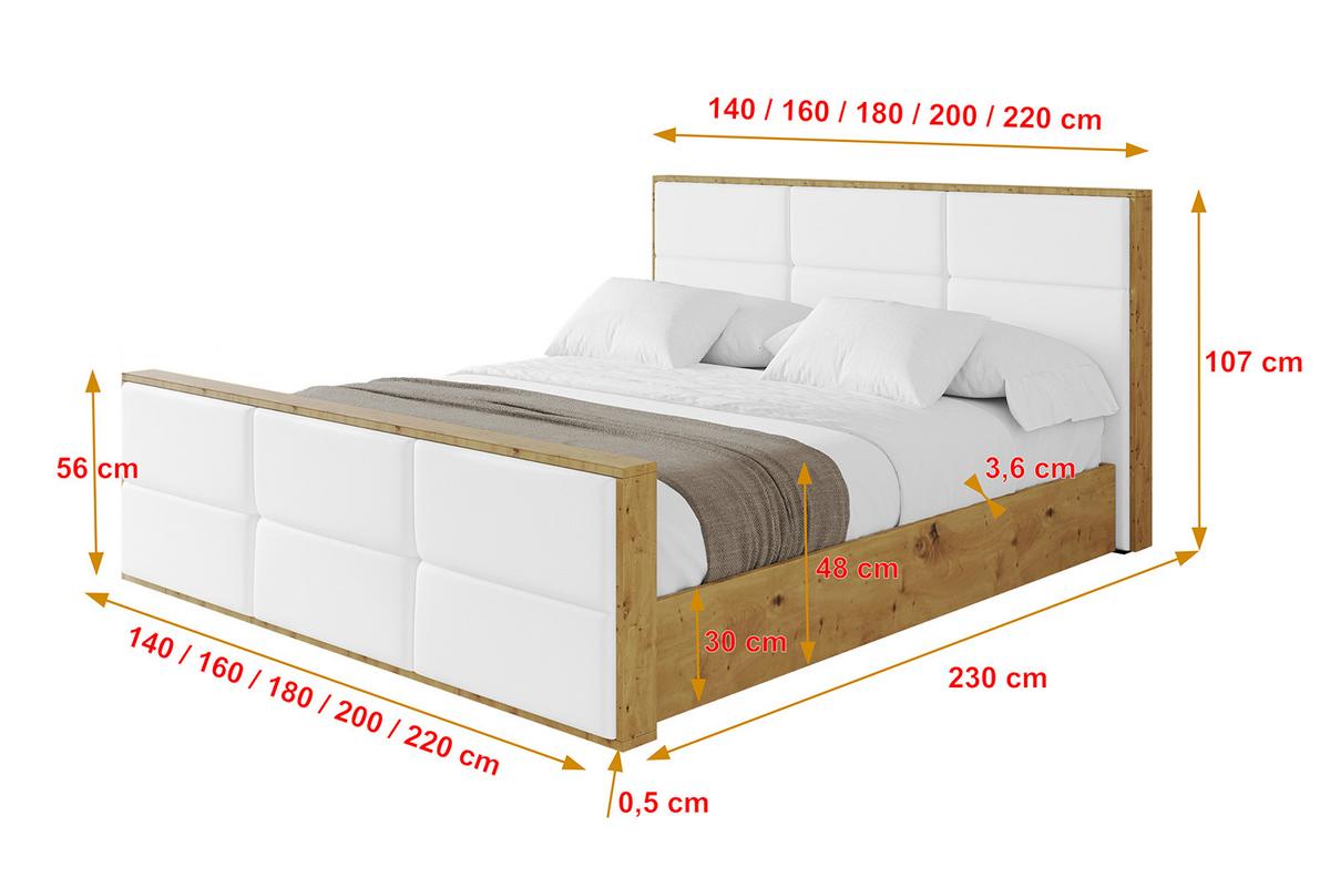 POLSTERBETT mit Bettkasten, Fußteil und Lattenrost, Boxbett ohne Matratze - ENZO1-Z 180x200 Weiß Kunstleder - Weiß Hochglanz, Holzwerkstoff/Textil (180/200cm) - ALTDECOR