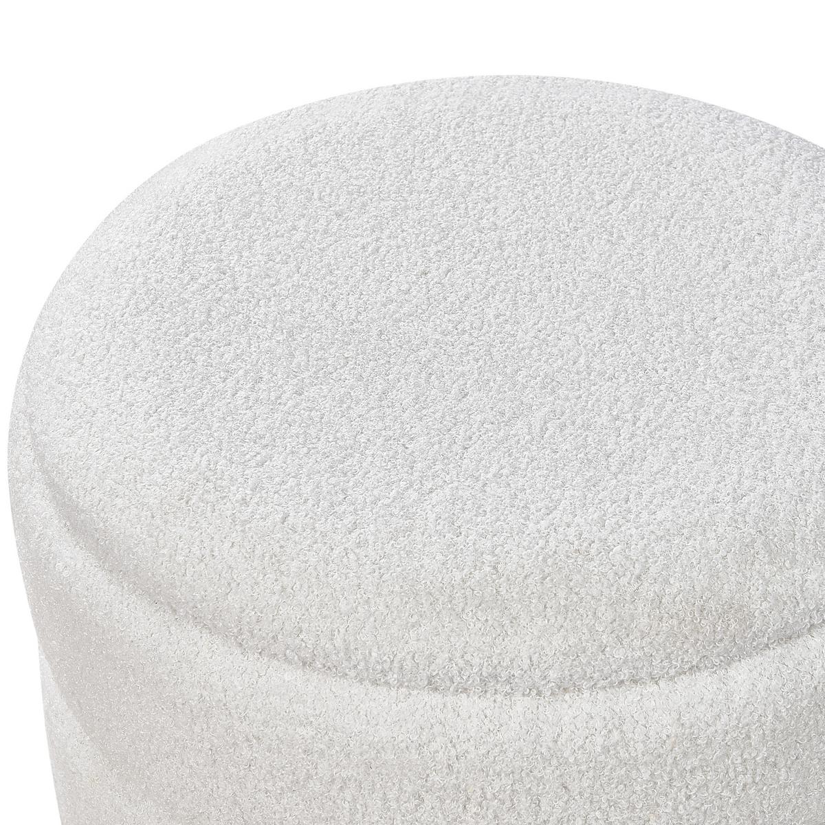 HOCKER Weiß Okaton - Weiß/Braun, Textil (44/48/44cm) - Beliani