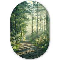 WANDBILD Wald - Weg - Sonne - Bäume - Grün - Natur Deko Groß 80x120 cm - Waldgrün, Kunststoff (80/120cm) - MuchoWow