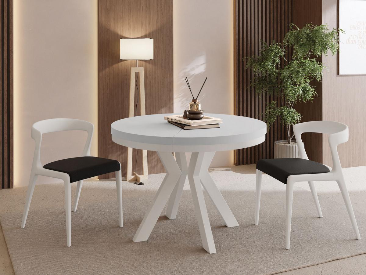 ESSTISCH Savio Weiß Neo rund ausziehbar verlängerbar XXL, Weiß 100-300/100/77 cm - Weiß, Holz/Holzwerkstoff (100/300/77cm) - WFL GROUP