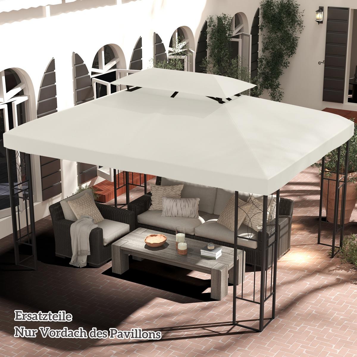 PAVILLONDACH, Polyester, Cremeweiß - Weiß, Kunststoff (300/20/400cm) - Outsunny