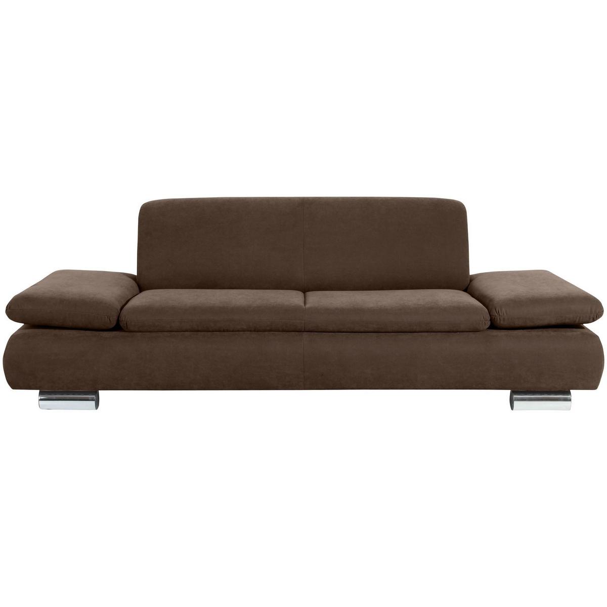 SOFA 2,5-Sitzer Kaye Bezug Veloursstoff Metallfuß verchromt / braun - Braun, Kunststoff (221/76/90cm) - 58aufmkessel