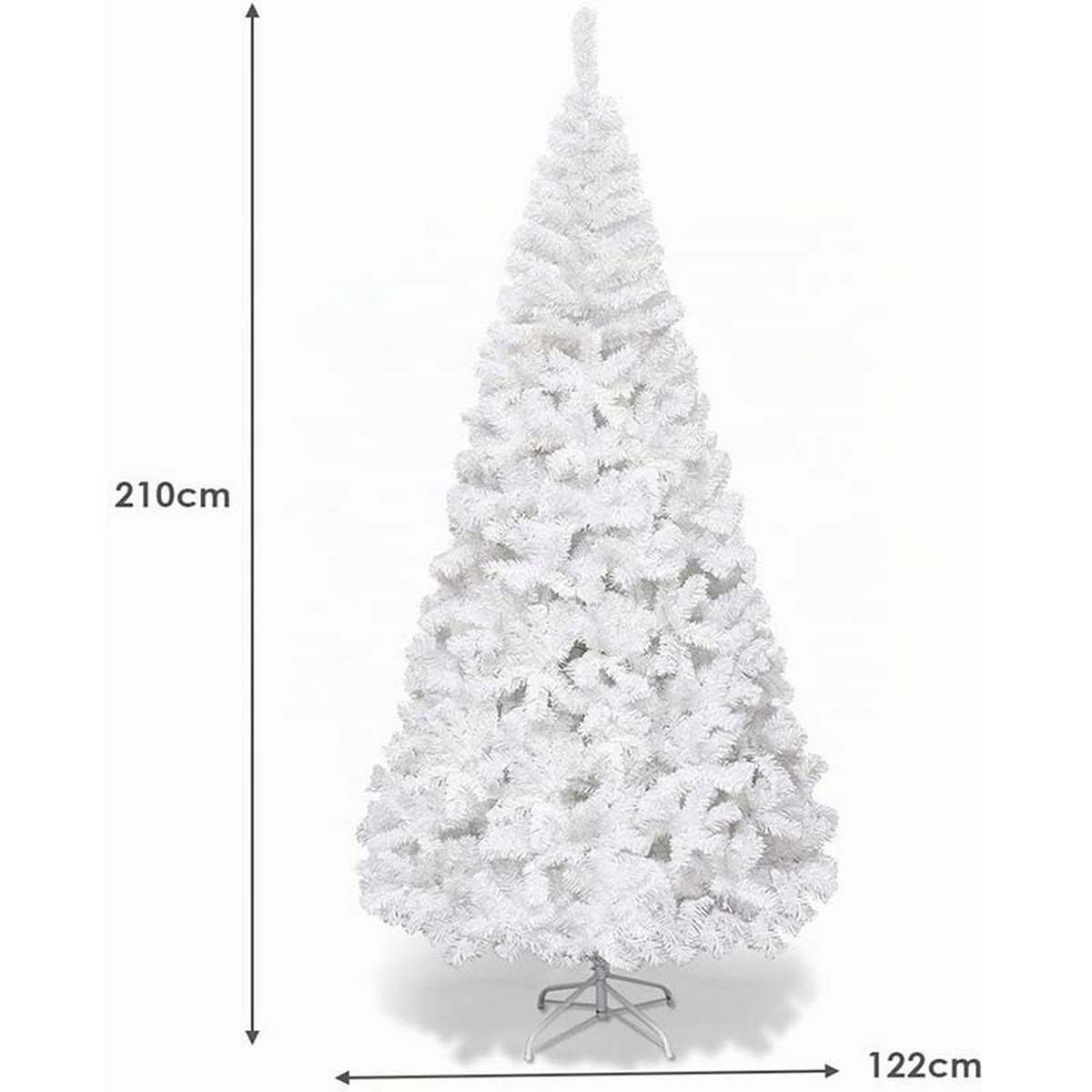 WEIHNACHTSBAUM mit Metallständer 210cm Weiß - Weiß, Metall (210cm) - COSTWAY