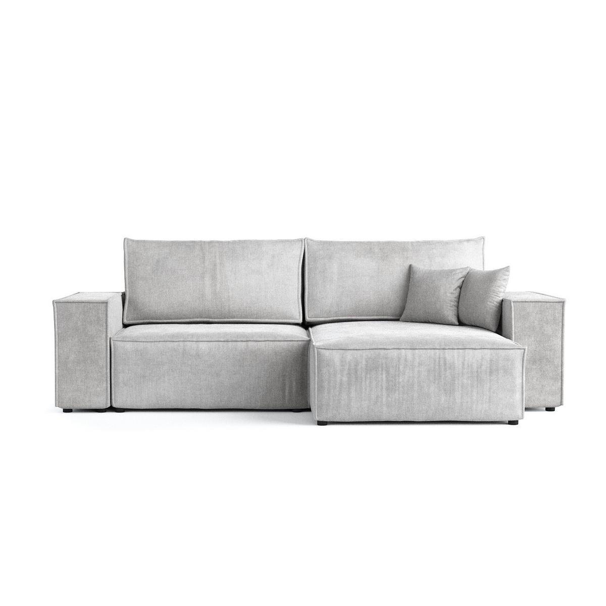 ECKSOFA CAVO mit Schlaffunktion Hellgrau im Wind Stoff - Hellgrau/Schwarz, Holz/Holzwerkstoff (255/148cm) - AltaBeds