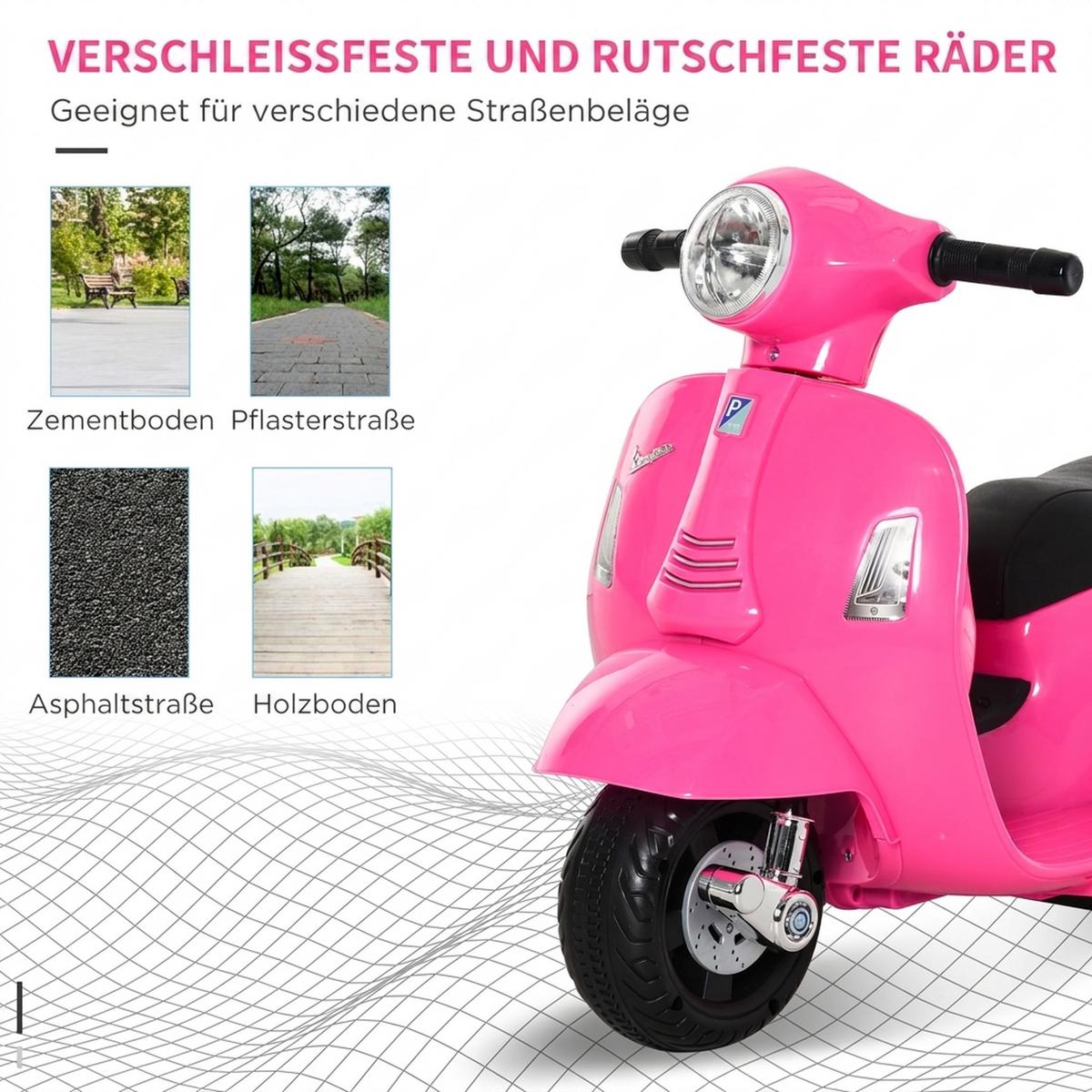 KINDERMOTORRAD Kunststoff Metall Rosa - Rosa, Kunststoff (66.5/38/52cm) - HOMCOM