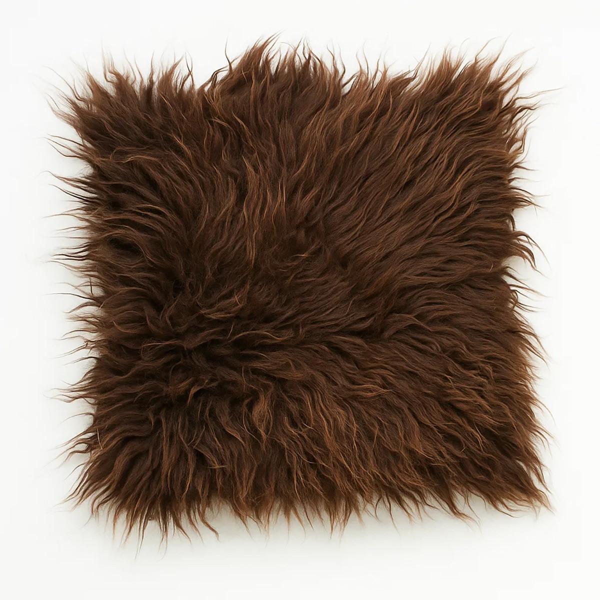 SITZKISSEN Stuhlauflage aus echtem Schaffell, Natur, Leinenstoff, 40 cm - Braun, Fell (40/40cm) - Provellus